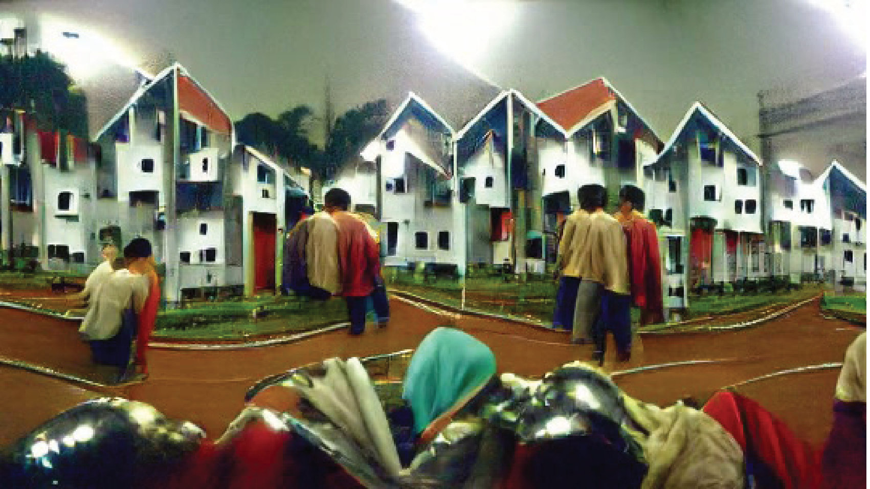 Generated image: white houses with red roofs